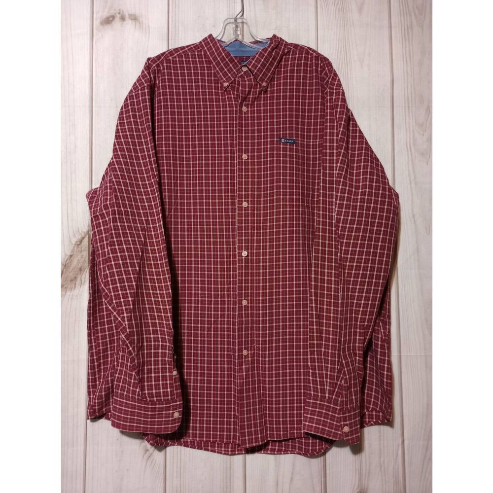 Chaps Shirt‎ Men's 2xl Tall Red Button Front Long Sleeve
